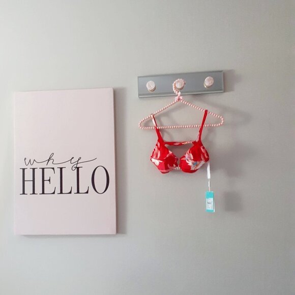 NWT Seafolly red & multicolour floral print & ruffle detail triangle bikini top - Picture 10 of 13